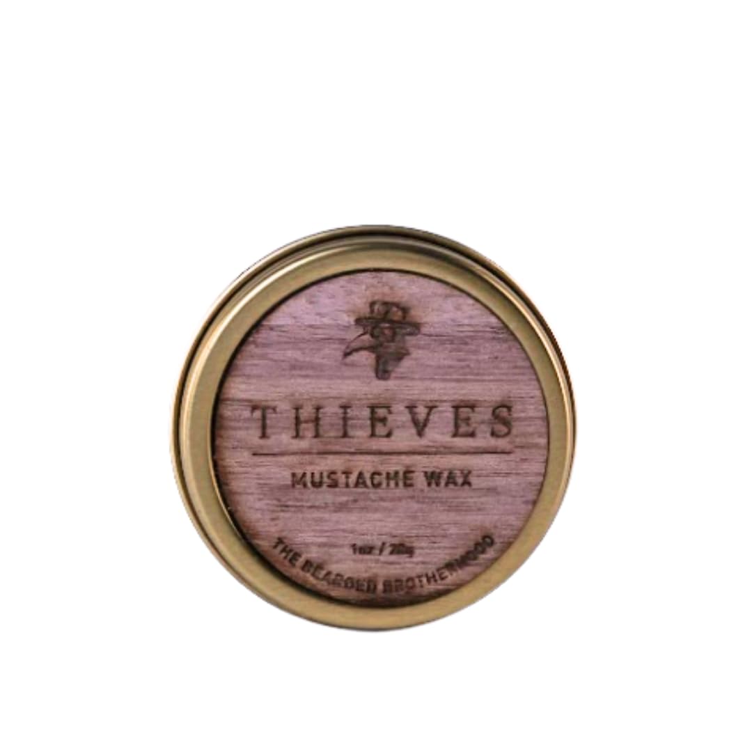 The Bearded Brotherhood TBB Thieves Mustache Wax for Men | Natural Mustache Styler with Long-Lasting Hold | Cinnamon, Citrus, Rosemary & Rose Scent | Handcrafted in Texas | 1 oz