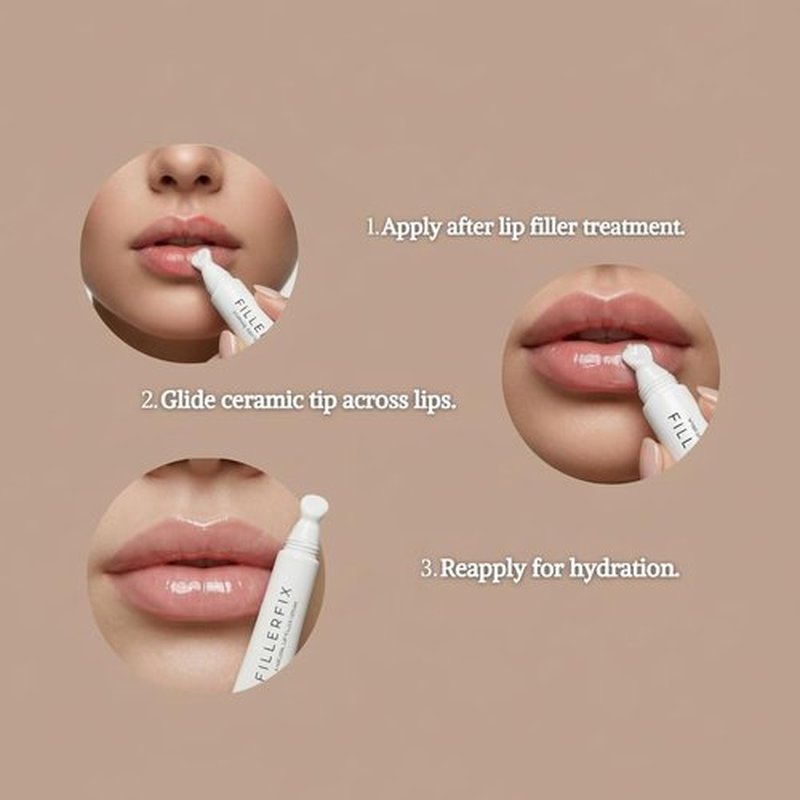 FillerFix Arnica Lip Balm for Lip Filler Aftercare – Organic Lip Serum with Cooling Ceramic Tip – Arnica & Calendula Lip Treatment