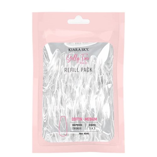 Kiara Sky Gelly Tip Soak Off Nails Refill Packs - Coffin Medium (Sizes 3, 4, 5)