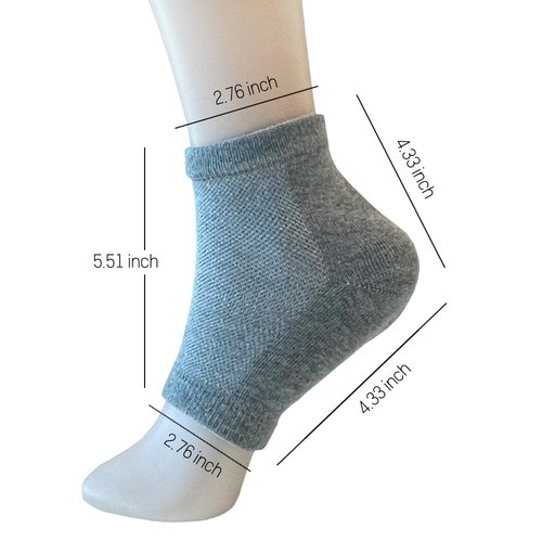 Moisturizing Gel Heel Socks to Repair Dry Cracked Heel - Soften, Soothe, and Revitalize Your Feet, for Men and Women (Gray, 1 Pair)
