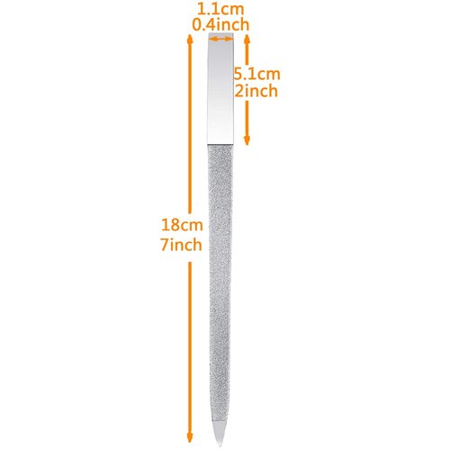 5 PCS Diamond Nail File Double Sided Metal Fingernail Manicure Files for Polish Nail, Removes Nail Ridges 7 Inches