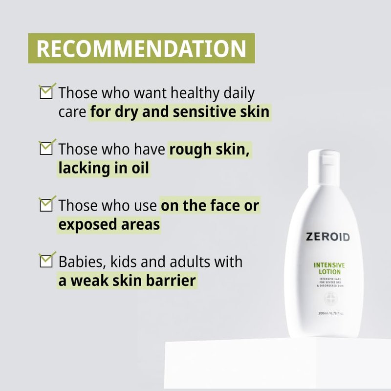 ZEROID | Intensive Lotion | Moisturizing Body Cream for Dry & Sensitive Skin | 6.76 fl oz (200ml)