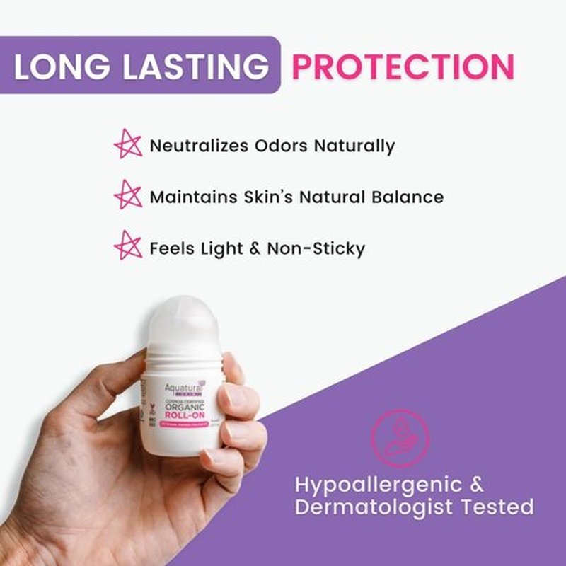 Skiennix Organic Deodorant Roll-On for Sensitive Skin - Natural Rose Vanilla, 2.53 Fl Oz | Long-Lasting Odor Protection