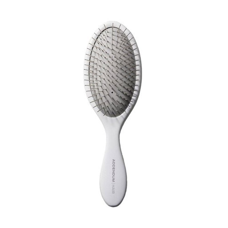 Addendum Hair Luxury Wet Hair Brush - Ergonomic Design with Fine Stainless Steel Bristles | Detangler for All Hair Types - White