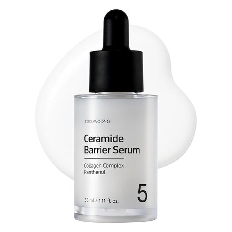 TOSOWOONG Ceramide Barrier Serum, Hydrating Serum for Face, 1,250ppm Ceramide Complex, Niacinamide, Collagen, Panthenol, Centella, Glass Skin, Fragrance-free, Korean Skin Care, 33 ml / 1.11 fl. oz.