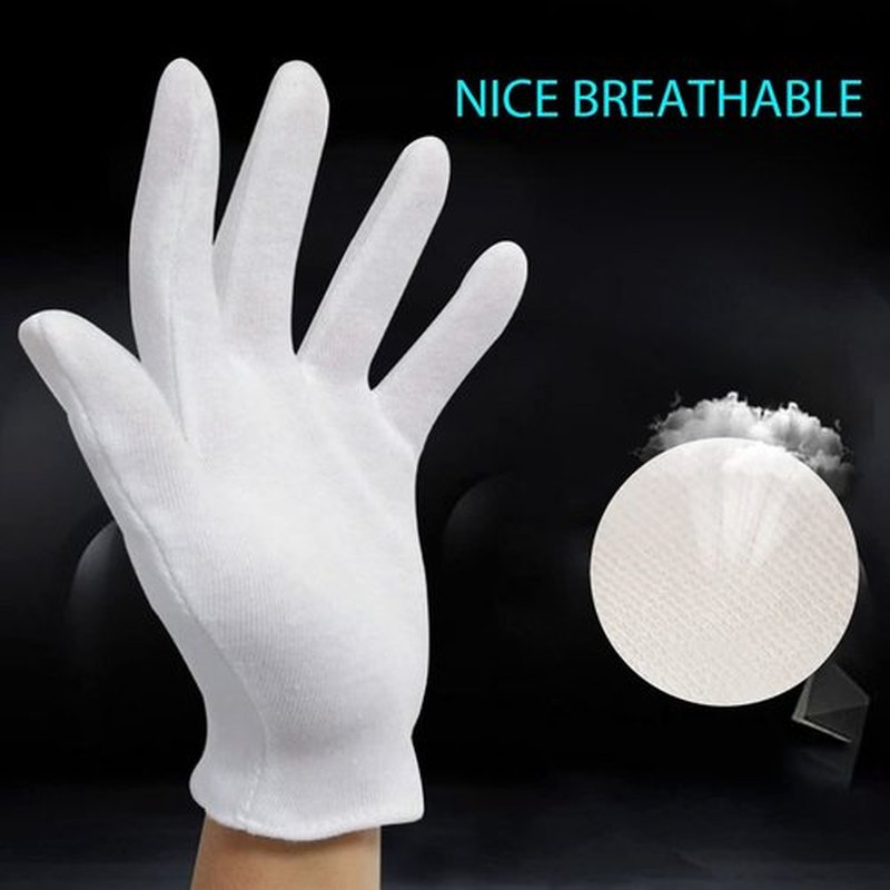 Alyan & Jammsy White Gloves 100% Cotton Gloves for Dry Hands Women Men Sleeping Gloves Overnight Moisturizing Gloves Eczema Sensitive Skin Treatement (10 Pairs)