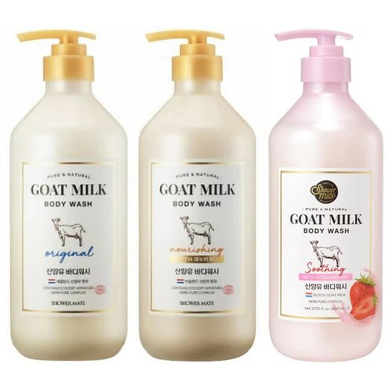 SHOWERMATE Premium Goat Milk Body Wash, 27 Fl Oz, Pack Of 2 (Strawberry)