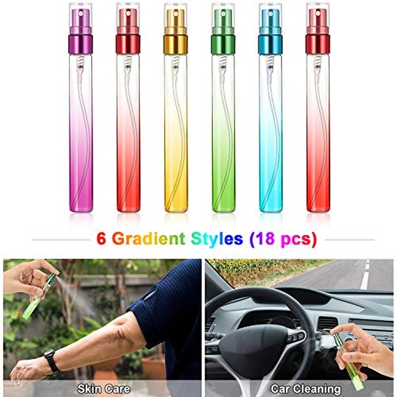 Skiennix Mini Travel Perfume Spray Bottles - 10ml Colorful Glass Atomizers | Refillable Fine Mist Sprayers (Set of 18)