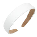 Semato White Headband 1 Inch PU Leather Headband for Women and Girls Non-Slip Hair Bands Hair Accessories
