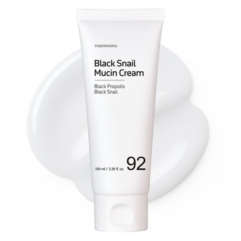 TOSOWOONG Black Snail Mucin 92% Face Cream, 920,768ppm Black Snail Mucin, Propolis, Lightweight Moisturing Cream for Soft, Glowy Skin, Moisturizer Face Cream, Korean Skin Care, 100ml, 3.38 fl.oz.
