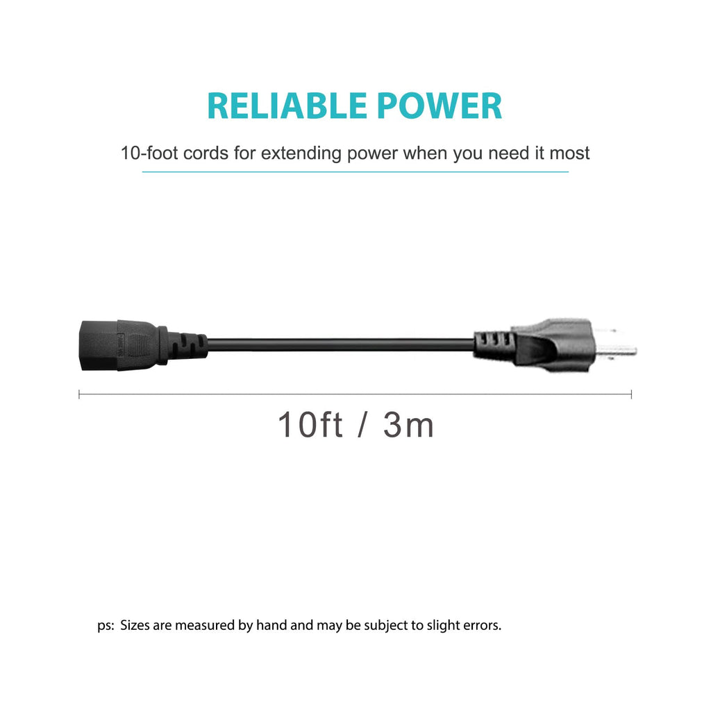10Ft 3 Prong AC Power Cord TV Universal Treadmills Cable for Computer Monitor, Horizon Fitness Treadmills, Superfit, BowFlex, Sole E35 E55 F63 F80,Goplus, Walking Pad Treadmill Charger Replacement