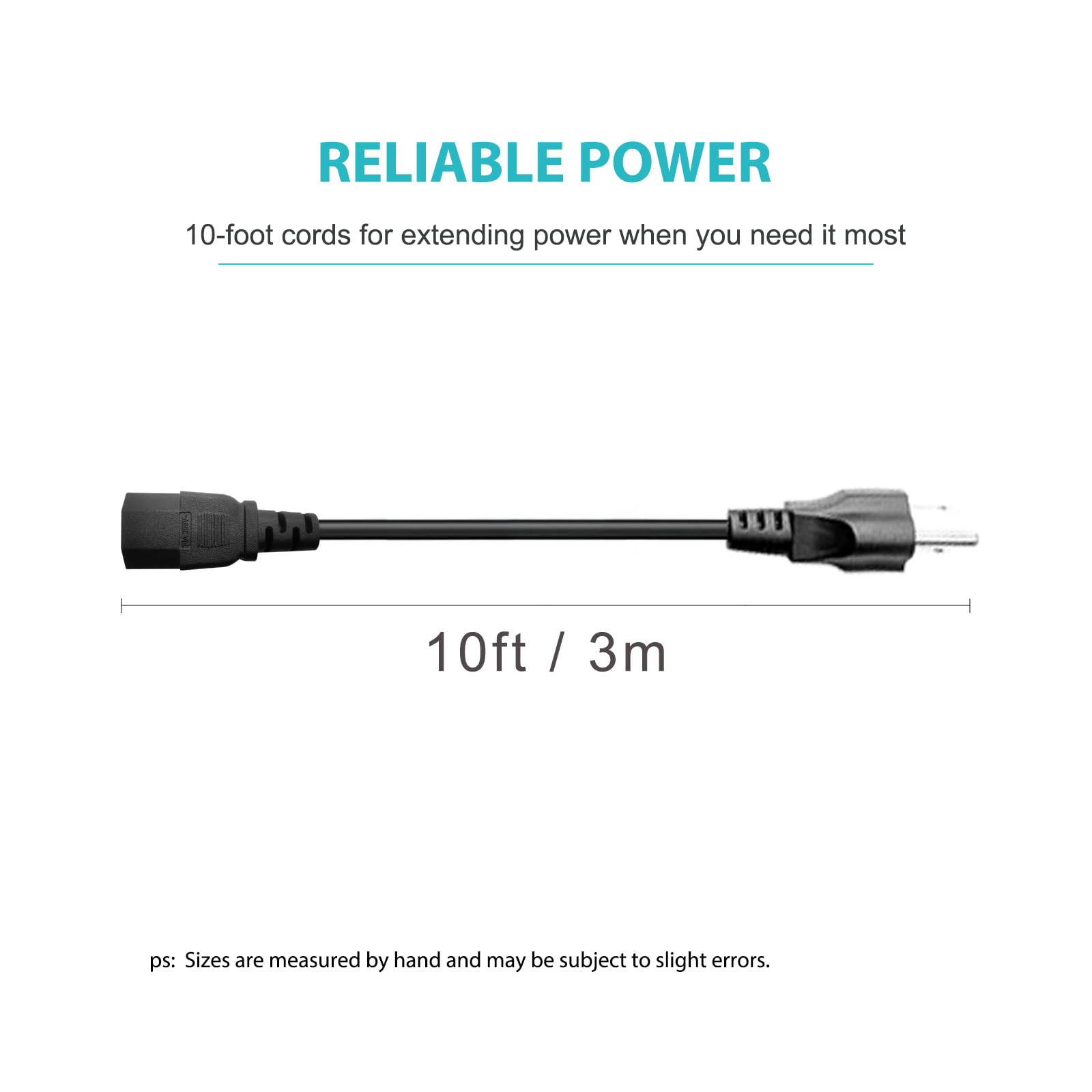 10Ft 3 Prong AC Power Cord TV Universal Treadmills Cable for Computer Monitor, Horizon Fitness Treadmills, Superfit, BowFlex, Sole E35 E55 F63 F80,Goplus, Walking Pad Treadmill Charger Replacement