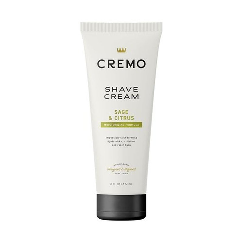 Cremo Sage & Citrus Shave Cream - Ultra-Slick Formula for Men | Fights Nicks & Razor Burn, 6 Fl Oz