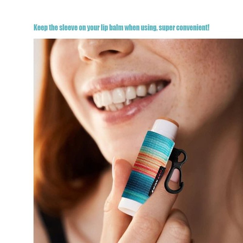 HEYSKAY 8PCS Lip Balm Keychain Holder Compatible with Chapstick, Stocking Stuffers Gifts Keychain Lip Gloss Holder Key Chain Lipstick Holder Sleeves(Classical Strap Patterns)