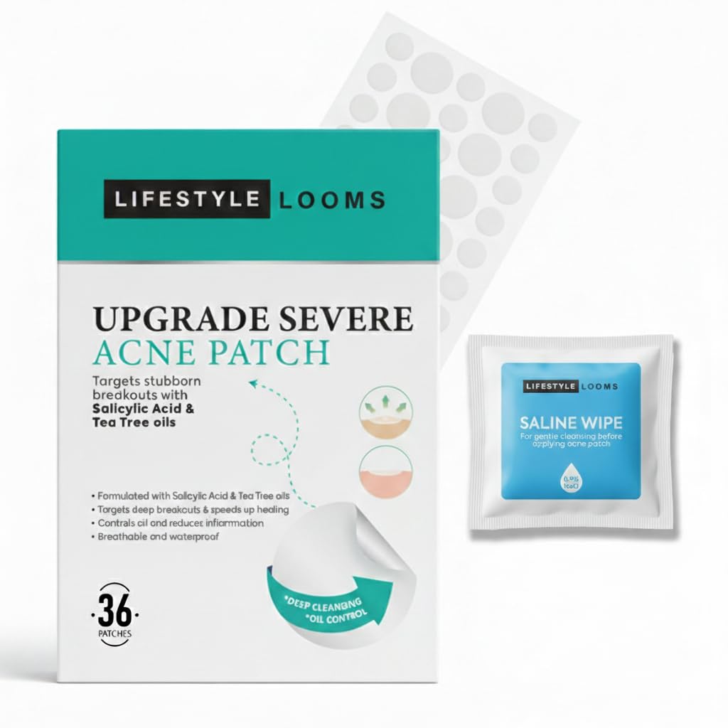 Salicylic Acid Acne Pimple Patches – Tea Tree Hydrocolloid Acne Patch, Invisible Spot Stickers for Face with Saline Wipe (36 Count)