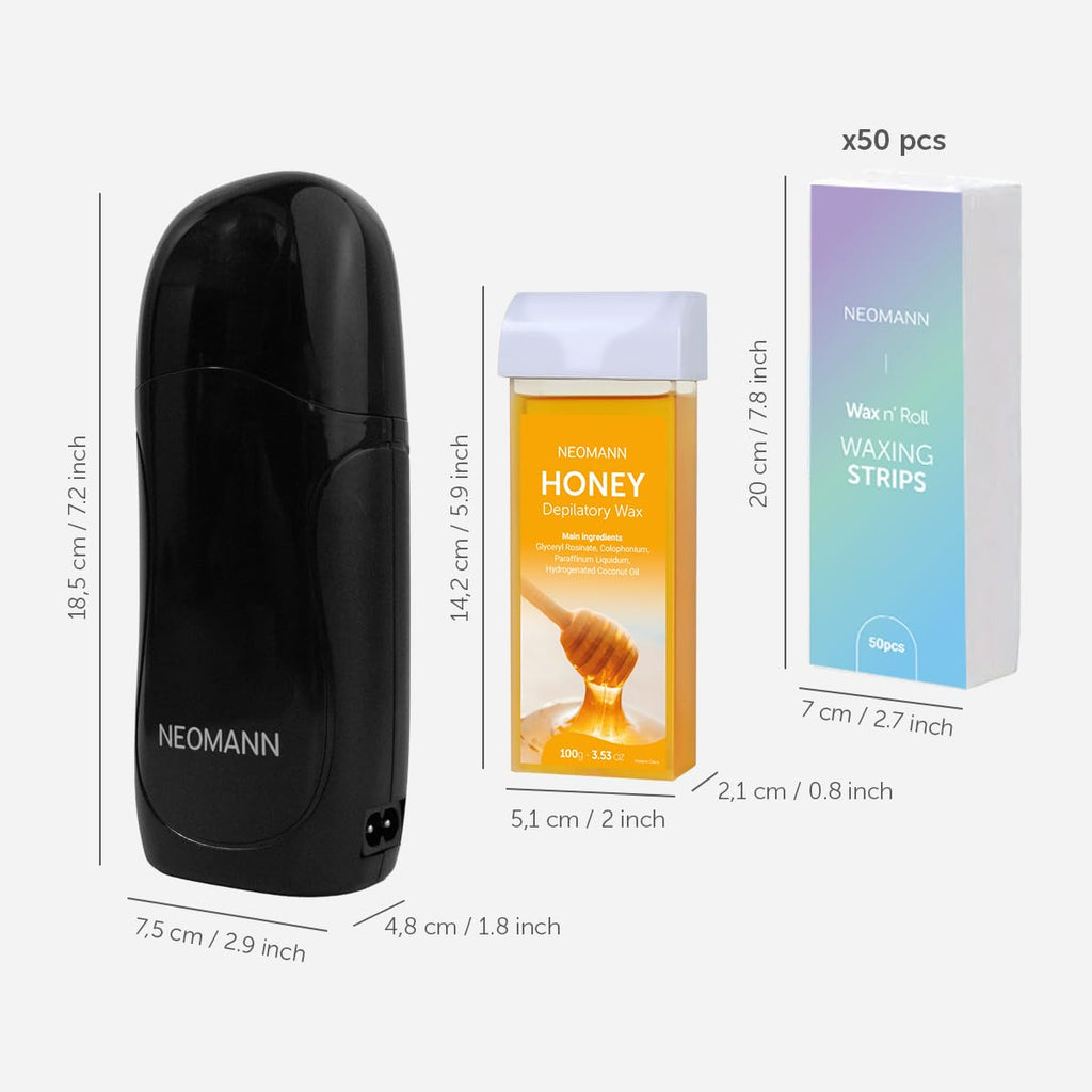 NEOMANN Roll On Wax Kit for Hair Removal, Honey