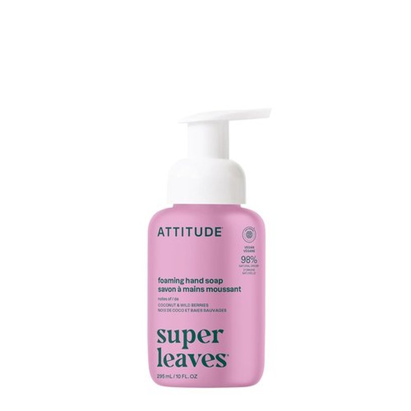 ATTITUDE Foaming Hand Soap - EWG Verified, Vegan & Cruelty-Free, Coconut & Wild Berries Scent | 10 Fl Oz