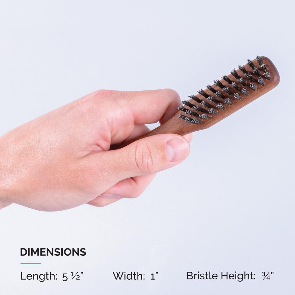 ZEUS Boar Bristle Beard & Mustache Handled Brush for Men, Firm Bristles