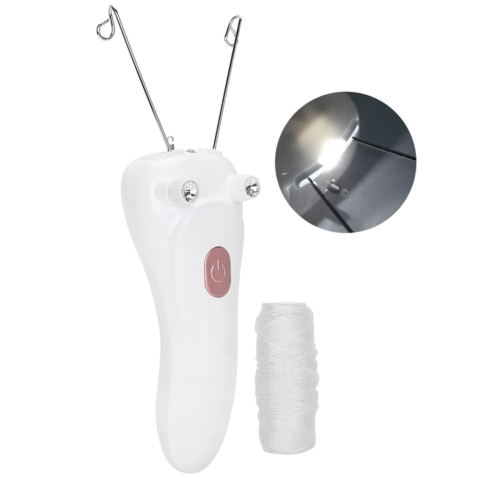 Threading Hair Removal, Hair Removal Device, Electric Threading Epilator USB Hair Remover for & Body Hair Removal with Cotton Thread Roll (Pinks)