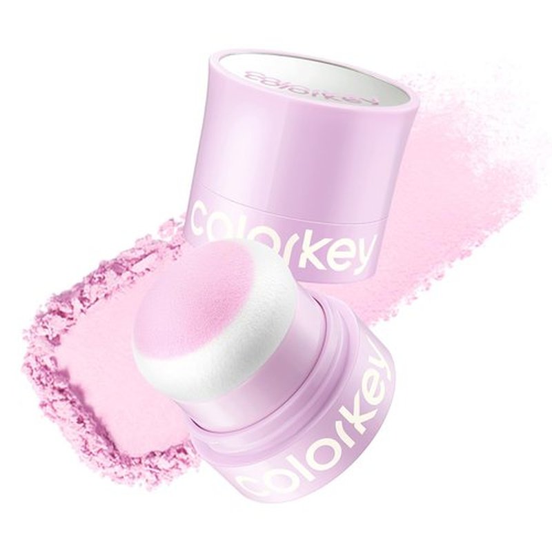 COLORKEY Shimmering Pudding Powder Blush - Lightweight & Smooth Finish | Portable Makeup (01 Violet, 3.2g)
