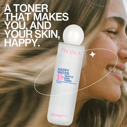 Pacifica Happy Water Hydrating Facial Toner – Vegan Ceramides, Hyaluronic Acid & Electrolytes, Refreshing & Calming for Balanced Skin, Clean Beauty, Vegan, Cruelty-Free, All Skin Types, 4 oz