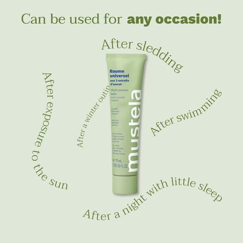 Mustela Multi-purpose Balm with 3 Avocado Extracts - Natural Cream Moisturizer for Face, Lip, Hand, Body & Dry Areas - For Baby, Kid & Adult - EWG Verified, Fragrance-Free & Vegan - 2.53 fl. oz.