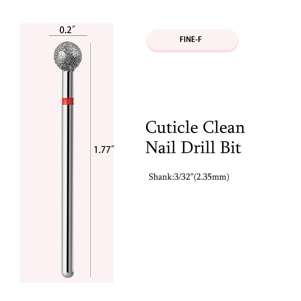 ERUIKA 10pcs Safety Ball Cuticle Drill Bits, Carbide Diamond Nail Bits for Dead Skin Removal & Nail Shaping, 3/32'' Two Way Rotate, Professional Manicure Pedicure Salon Tools(5mm Ball Bit, Fine-F)