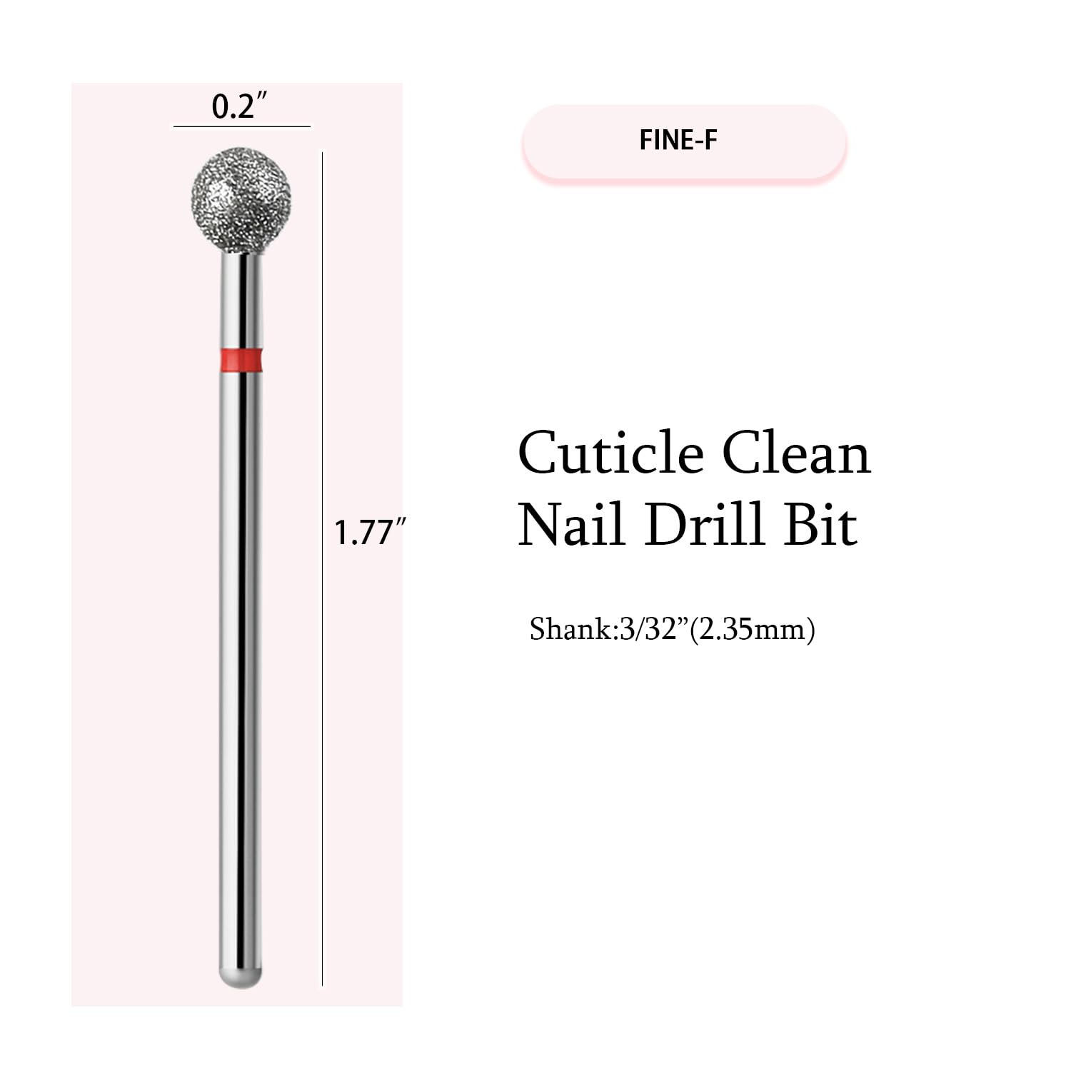 ERUIKA 10pcs Safety Ball Cuticle Drill Bits, Carbide Diamond Nail Bits for Dead Skin Removal & Nail Shaping, 3/32'' Two Way Rotate, Professional Manicure Pedicure Salon Tools(5mm Ball Bit, Fine-F)