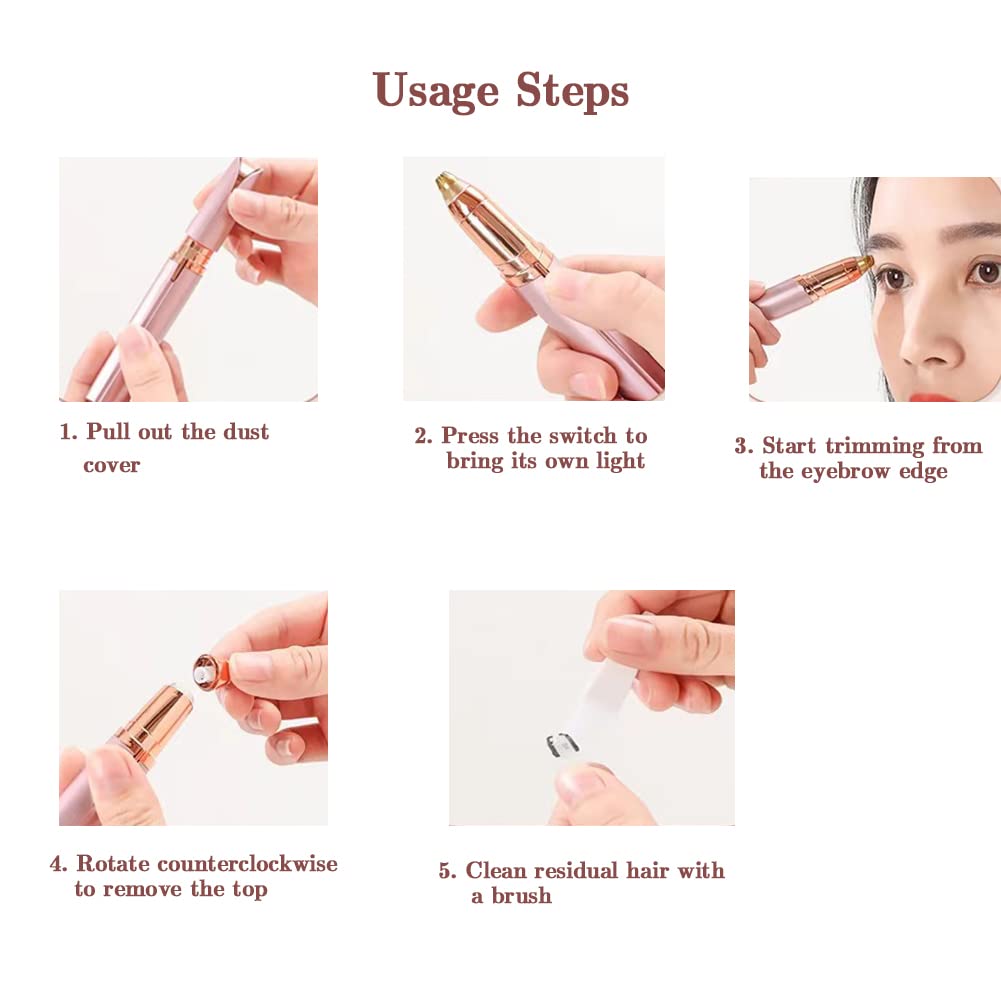 Art&Beauty Facial Hair Remover, Painless Electric Trimmer and Epilator - Razor Tool for Face, Lips, Nose - Women and Men (Pink, No Battery Included)
