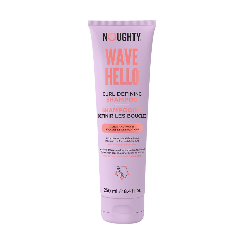 Noughty Wave Hello Curl Defining Shampoo - 97% Natural, Vitamin-Rich Formula for Curly and Wavy Hair, Sulphate-Free Vegan Haircare, 250ml