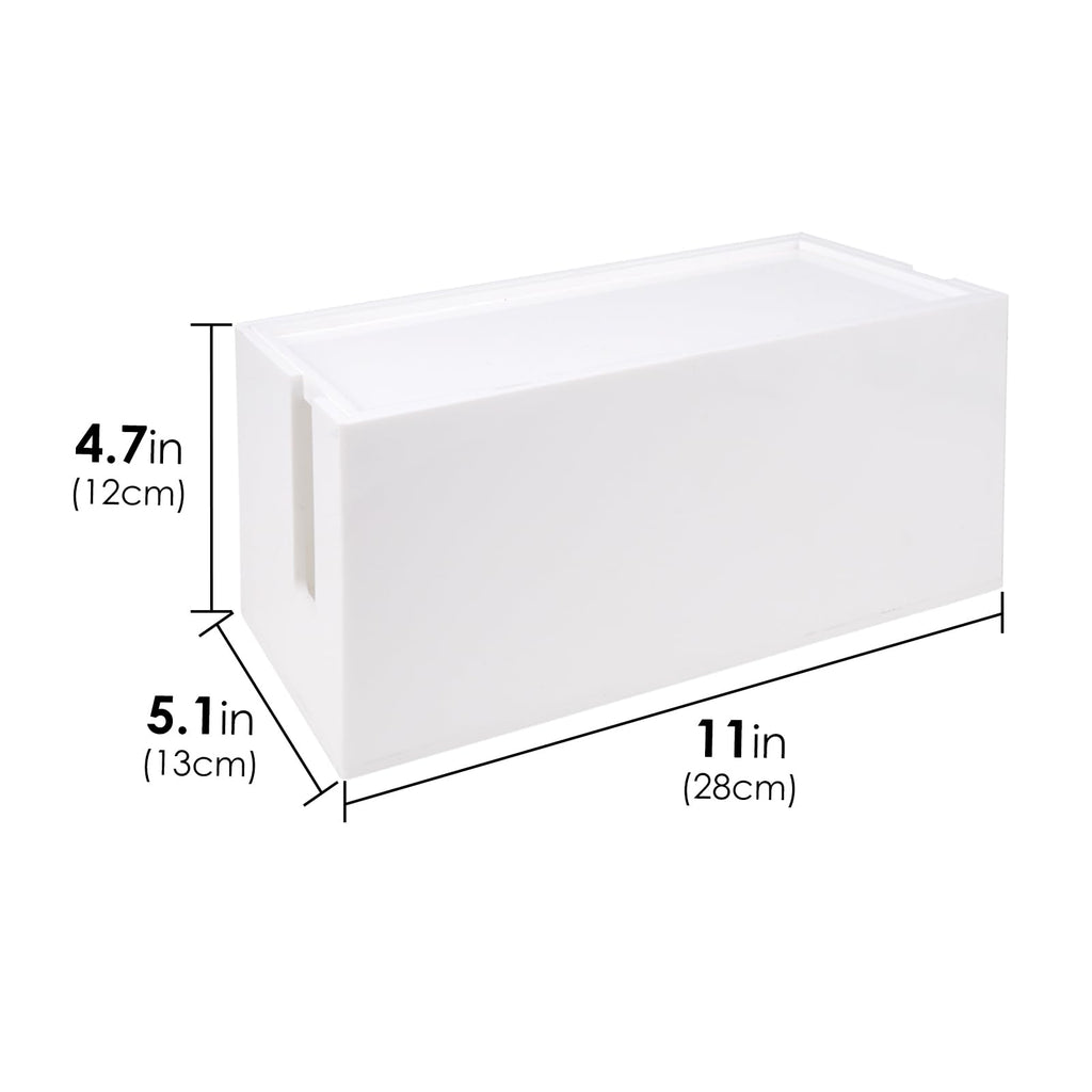 Linkidea Bathroom Cable Organizer Box for Electric Toothbrush & Razor Chargers, Cord Hider Storage Case, Countertop Clutter-Free Vanity Organizer (White)