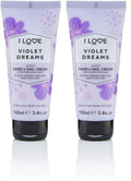 I Love Violet Dreams Scented Hand and Nail Cream - Hand Cream for Dry Hands - Vitamin E, Coconut Oil, and Shea Butter - Silicone Free - 3.4 oz (Pack of 2)