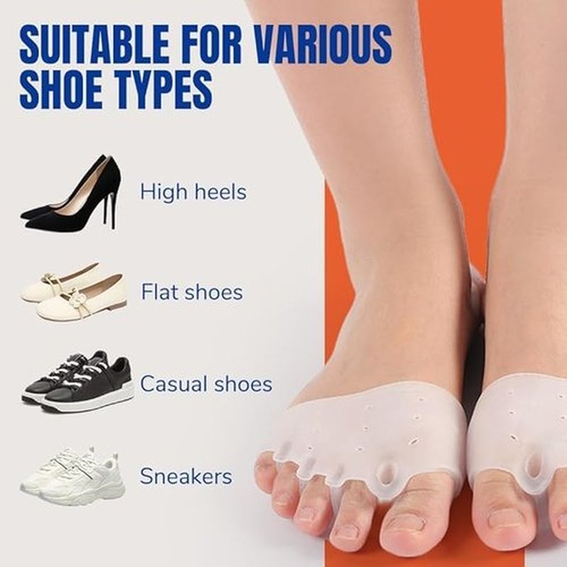 2025 New Silicone Toe Separators 4 Pairs Bunion Corrector Bunion Corrector Cushion, Metatarsal Pads for Men Women Straighten Overlapping Toes, Realign Crooked Toes