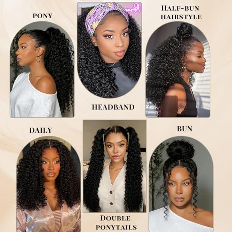 sterly V Part Wig Human Hair Glueless No Leave Out Upgrade U Part Wigs Burmese Curly Wig with Spiral End Deep Curly Wigs For Women Full Head Clip In Half Wigs 200% Density 18inch