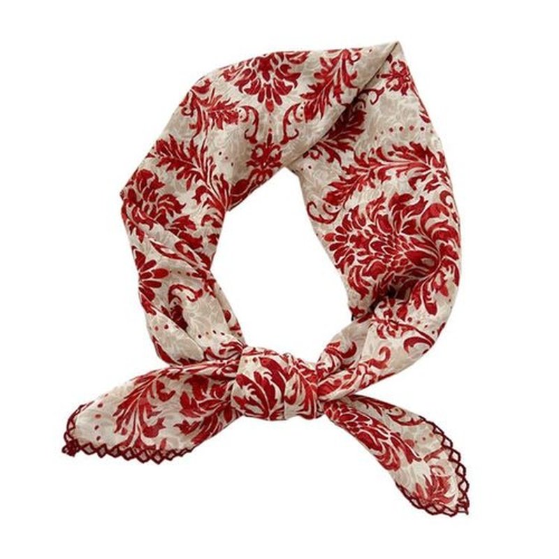 Pemilosci Large Cotton Bandana Headband, Head Wrap, Protective Coverage, Hair Neck Scarf for Women 28 x 28 inch (S01-Vine-Red)