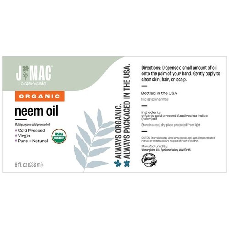 J MAC BOTANICALS Organic Neem Oil for Skin (8 oz Glass Bottle NO Dropper), 100% Organic, Undiluted, Cold Pressed Neem Oil