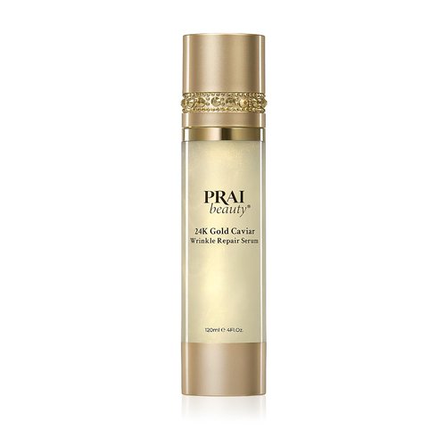 PRAI Beauty 24K Gold Caviar Wrinkle Repair Serum for Face | Anti-Aging Serum with Hyaluronic Acid to Plump and Fill In Wrinkles 4 oz
