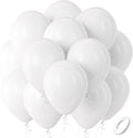 Bezente White Latex Balloons - 100 Pack 12-Inch Round Helium Balloons for Weddings & Parties
