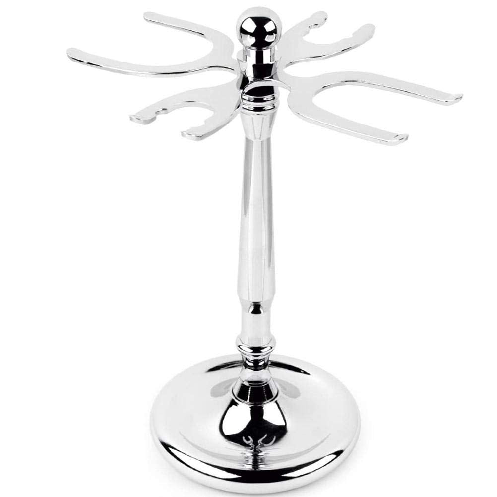 Mrisata 4 Prong s and Shave Brush Stand, Shaving Brush Holder Stand Tool, Shaving Accessories for Man, Holder, Holds 2 Double Safety s and 2 Shave Brushes (4 Holes)
