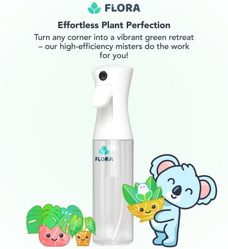 Flora Premium Plant Mister Spray Bottle - Fine Mist for Precision Hydration | Smart App Included (1 Pack)