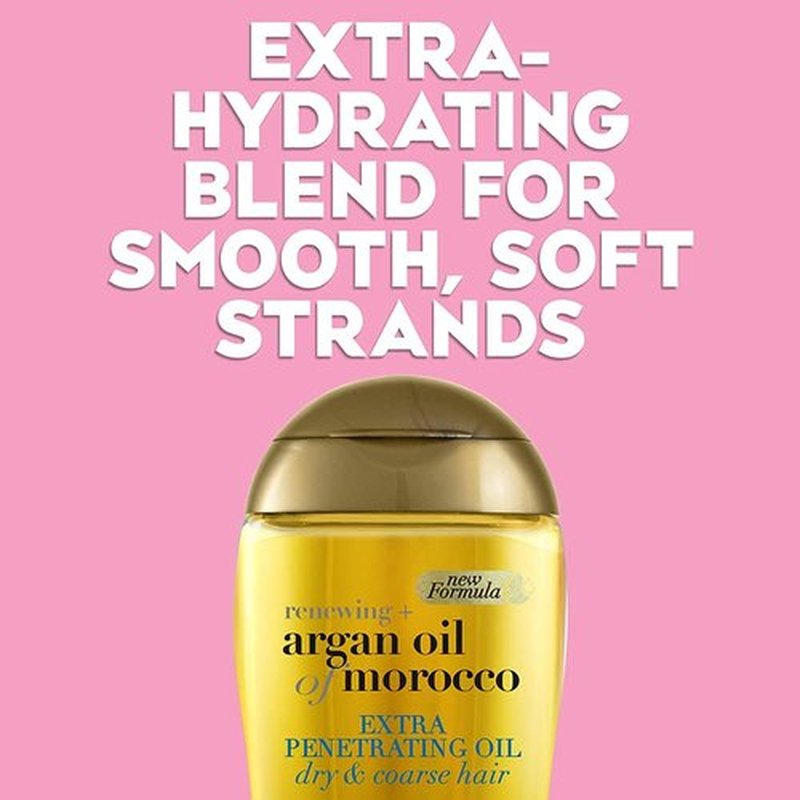 OGX Extra Strength Renewing Argan Oil Hair Treatment - Deep Moisturizing Serum for Dry, Damaged Hair | 3.3 Fl Oz