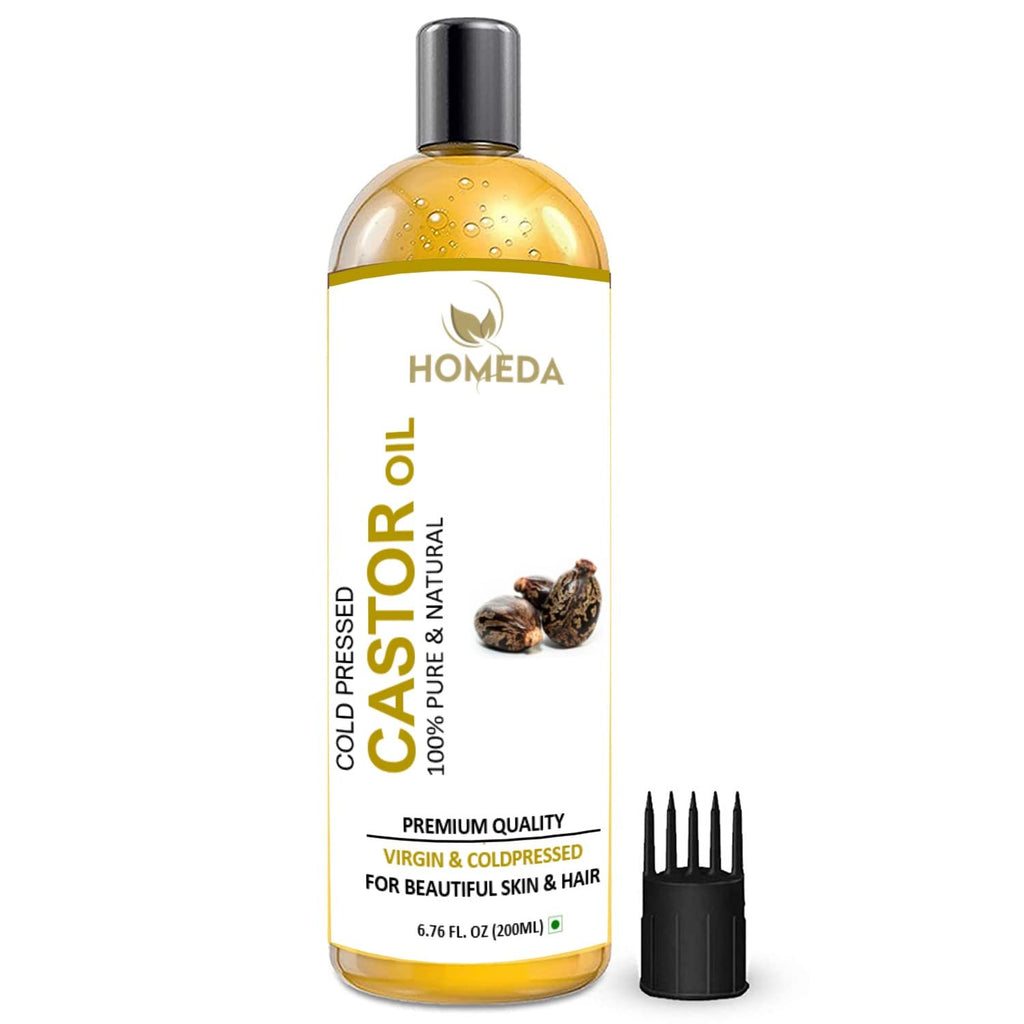 Organic Castor Oil for Hair Growth (6.7 fl oz) Aceite de Ricino, Caster oils Cold Pressed Hexane Free Pure, Organic Golden Huile de Ricin for Face, Eyelashes - Castro oil, Oleo de ricino (200 ml)