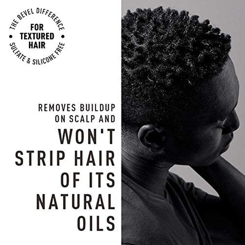 Bevel Shampoo for Men - Sulfate-Free Coconut Oil & Shea Butter Formula for Textured Hair, 12 Oz