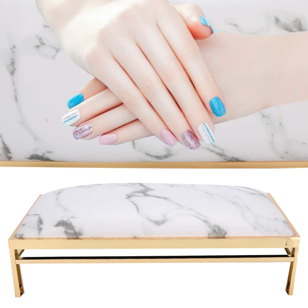 Wallfire Nail Art Hand Pillow, Stylish and Elegant PU Leather Manicure Arm Rest Cushion, Anti-Slip and Soft Hand Cushion for Nail Art Salon Home, Nail Art Equipment Tools(Marble)