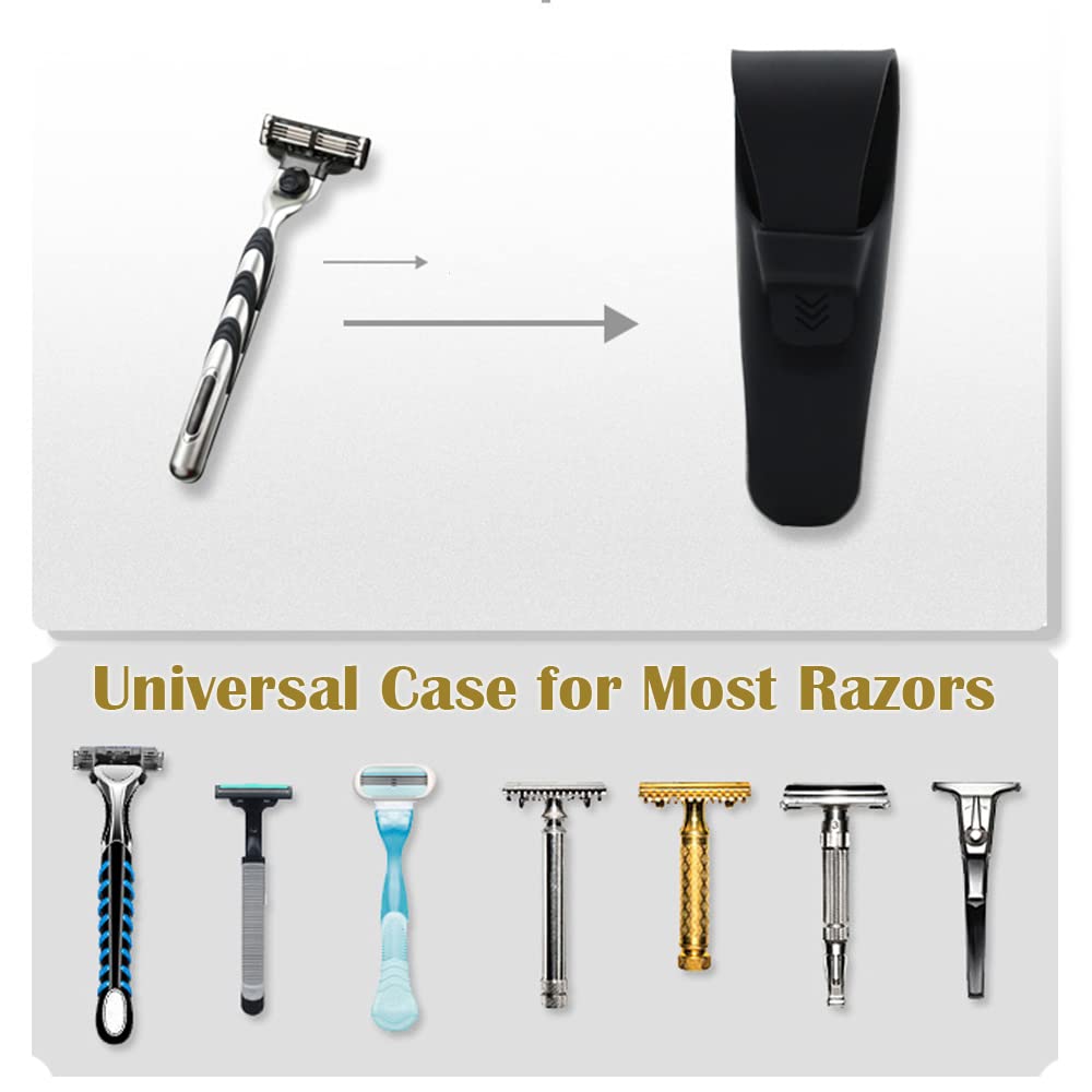 3Pack Silicone Razor Case, JCSMARTEC Rubber Safety Travel Shaver Cover Bag Protector, Portable Waterproof Razor Carrying Case (3-PACK)