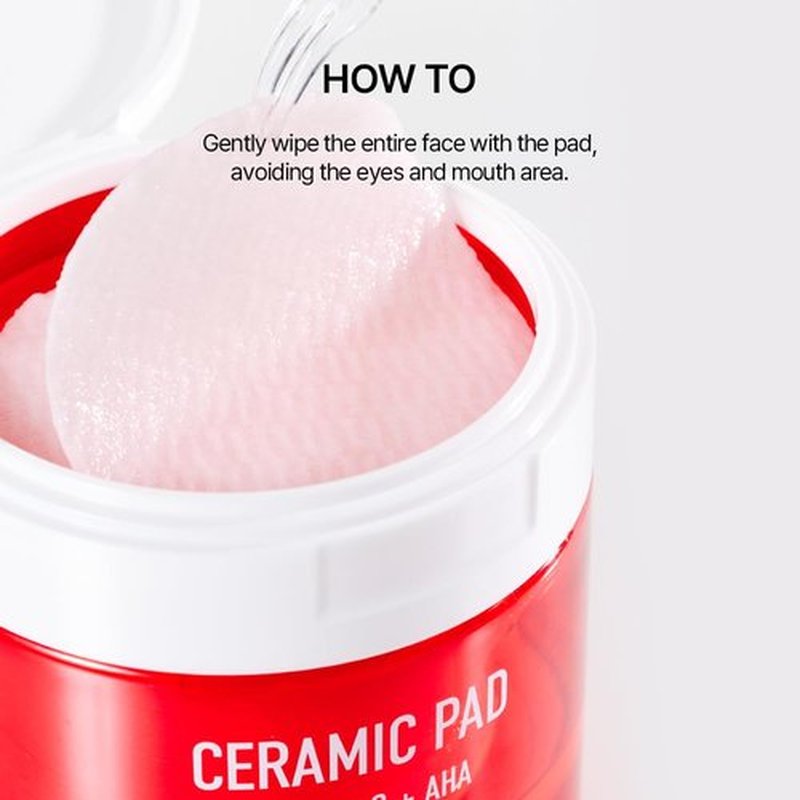 Parnell AHA 9.12% Omija Ceramic Peeling Pads (60 Count) | Gentle Daily Exfoliating Toner Pad with LHA PHA Vitamin C | Smooth Clear Look Korean Skin Care
