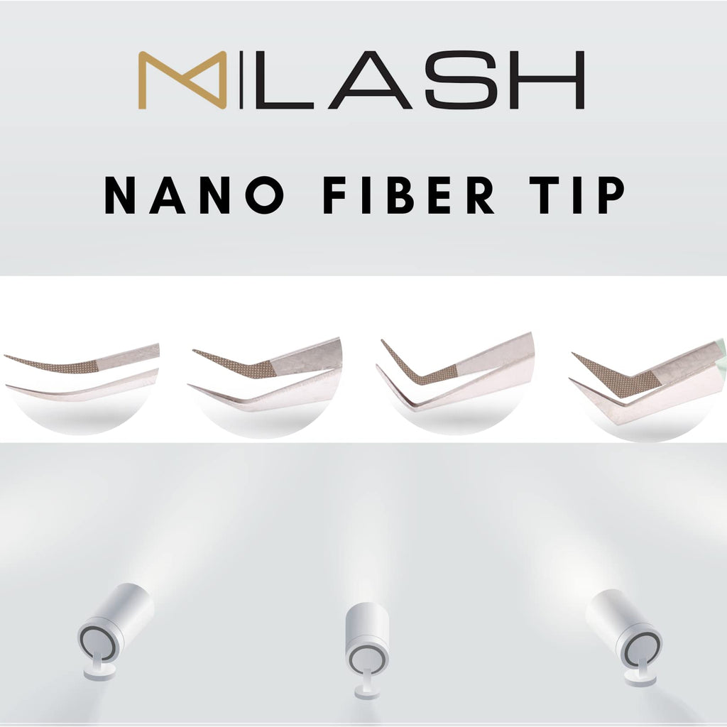 M LASH Tweezers for Eyelash Extensions (Set of 4) - Professional Lash Extension Tweezers - Fiber Tip, Japanese Steel, Diamond Grip Eyelash Extension Tweezer set (ET-Neu)