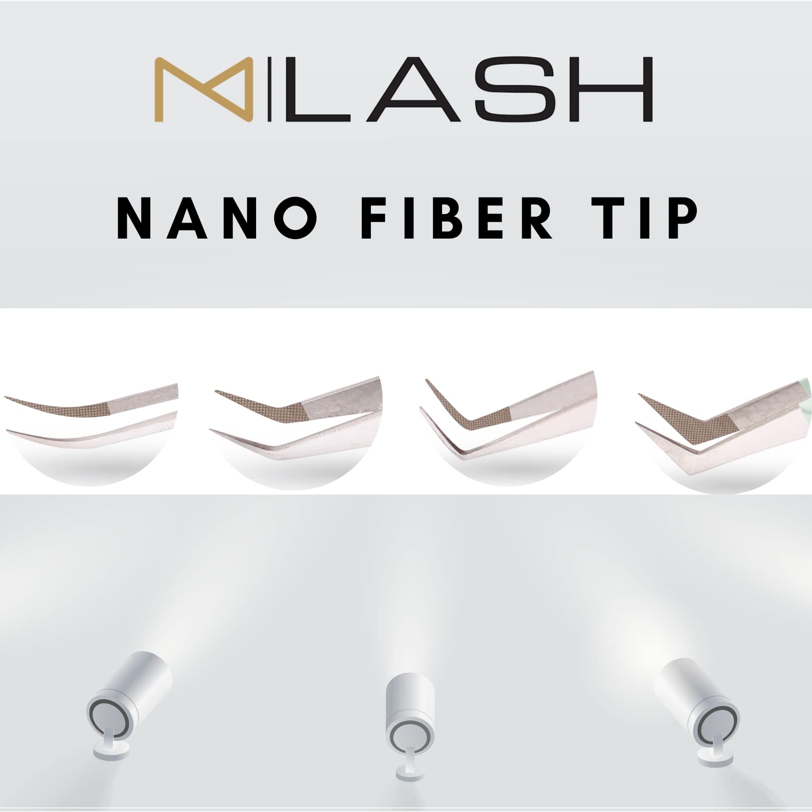 M LASH Tweezers for Eyelash Extensions (Set of 4) - Professional Lash Extension Tweezers - Fiber Tip, Japanese Steel, Diamond Grip Eyelash Extension Tweezer set (ET-Neu)