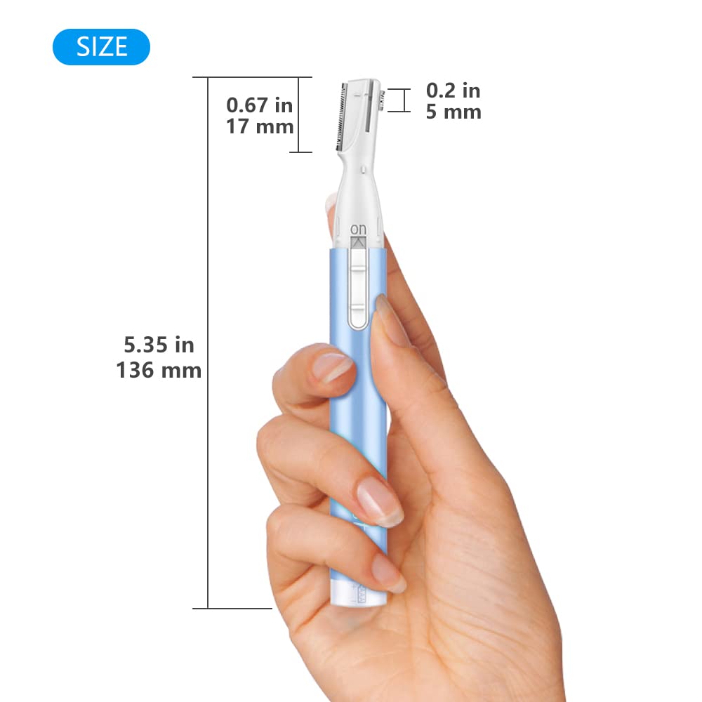 Funstant Eyebrow Trimmer, Precision Electric Eyebrow Razor for Women Battery-Operated Facial Hair Remover with Comb No Pulling Sensation Painless for Face Chin Neck, Upper-Lip, Peach-Fuzz