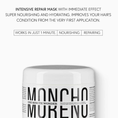 Moncho Moreno One Minute Wonder - Deep Moisturizing Hair Mask for Fine & Dry Hair | 8.45 Fl Oz